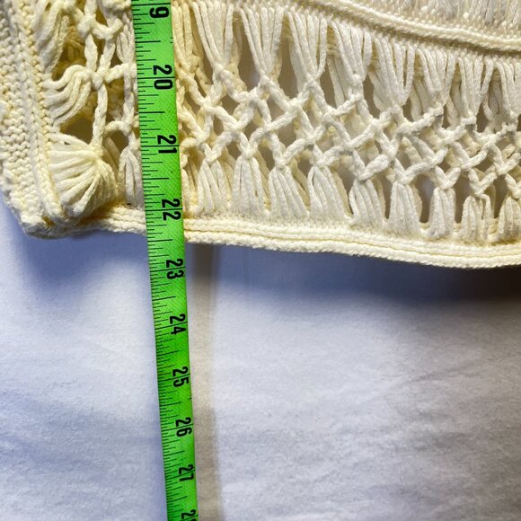 Vivid Collection Crochet Macrame Top Knit Cutout in Cream Women's - Picture 7 of 9